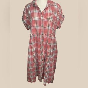 Easel Pink and White Plaid Midi